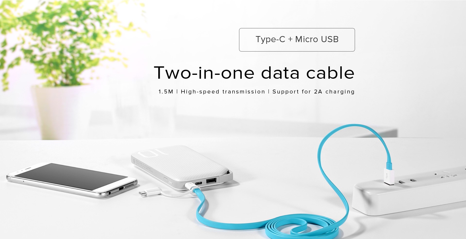 Huawei Data Cable USB + USB-C, 1,5M White (AP55S)